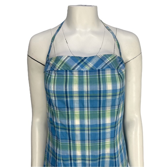VTG 90's/Y2k Blue Green White Plaid A. BYER California Halter Dress VTG Sz  13 - Picture 2 of 12